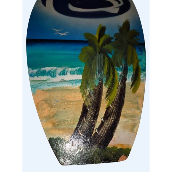 Handpainted Cancun Mexico Tiki Artboard 17x7 Inches Coastal Beach Decor - Picture 2 of 6